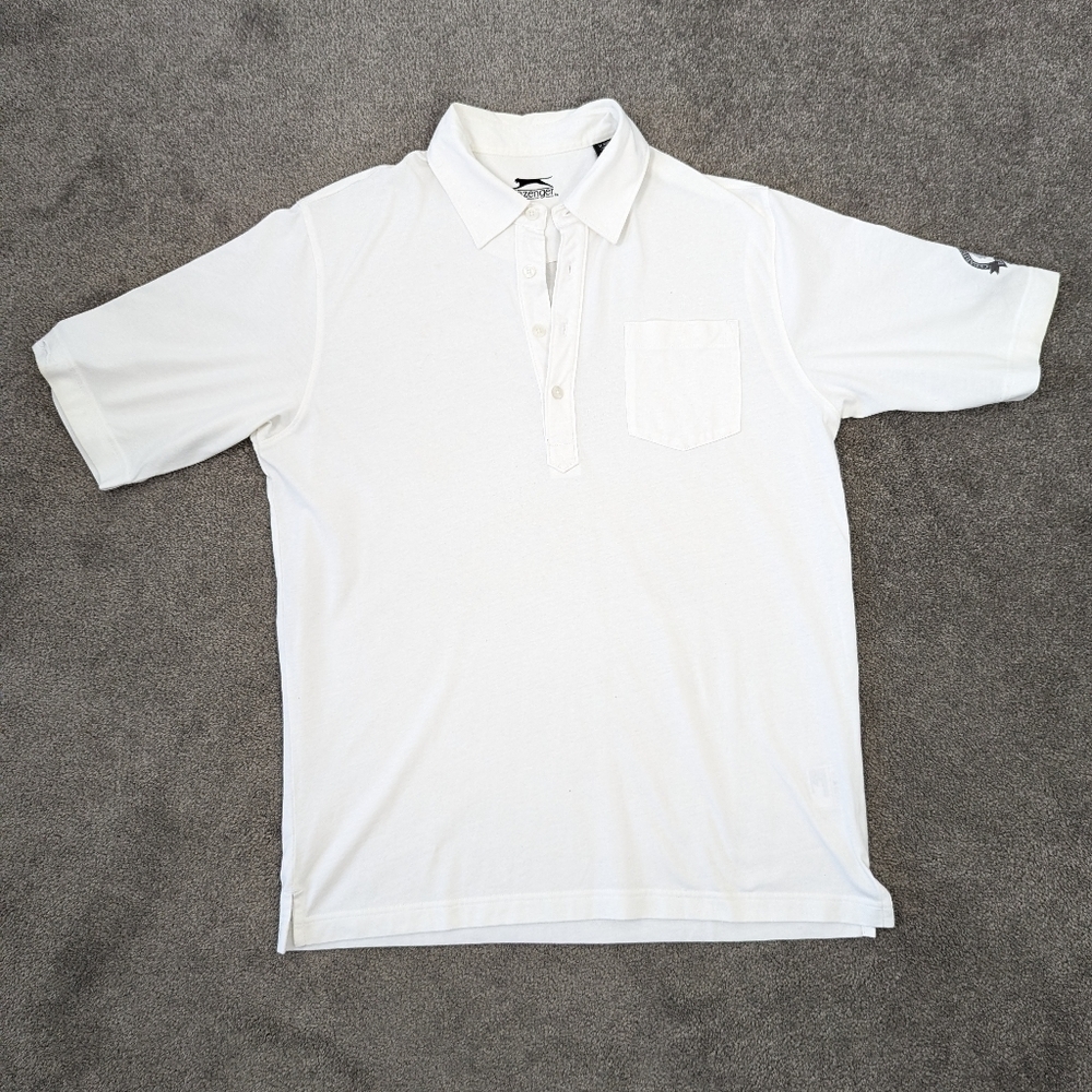 Slazenger Men's Classic White Polo Shirt with Logo - Size M
